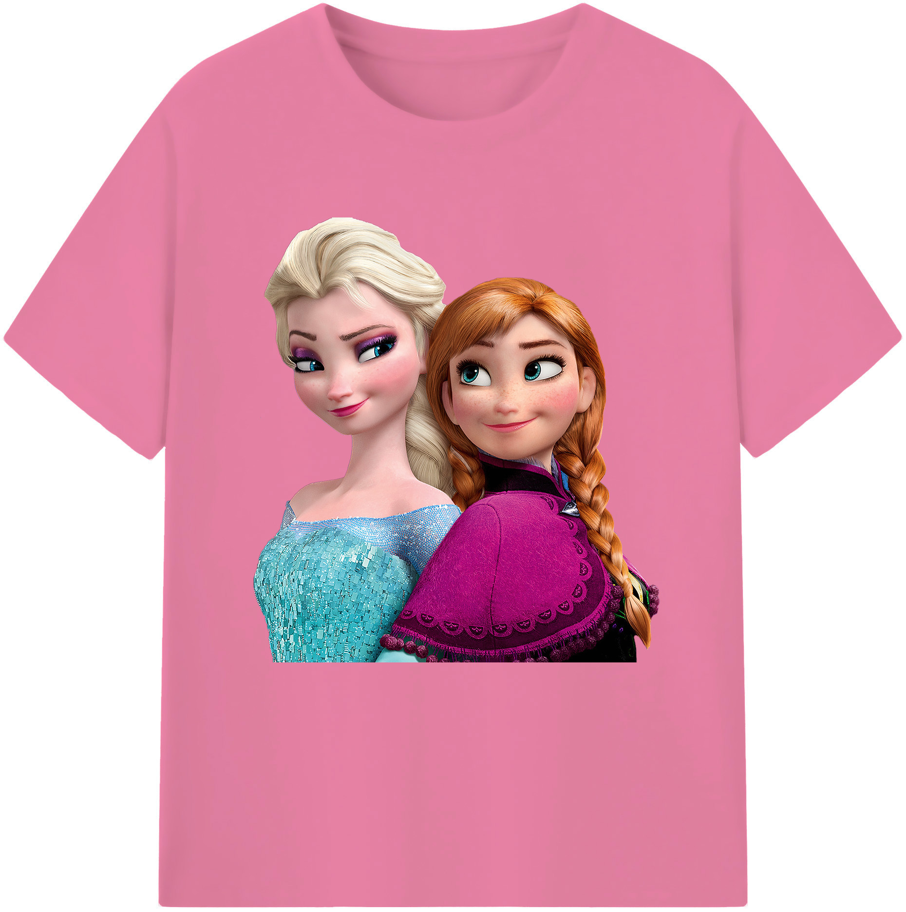 （画像用） アナと雪の女王 アンナ エルサ Frozen Anna Elsa 綿100％半袖Tシャツ（フロントプリント）